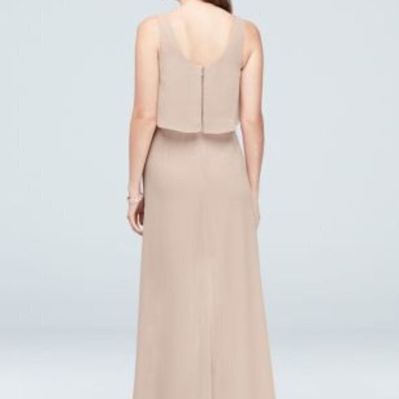 DAVID'S BRIDAL  flounced crinkle chiffon tank brid - Picture 3 of 7